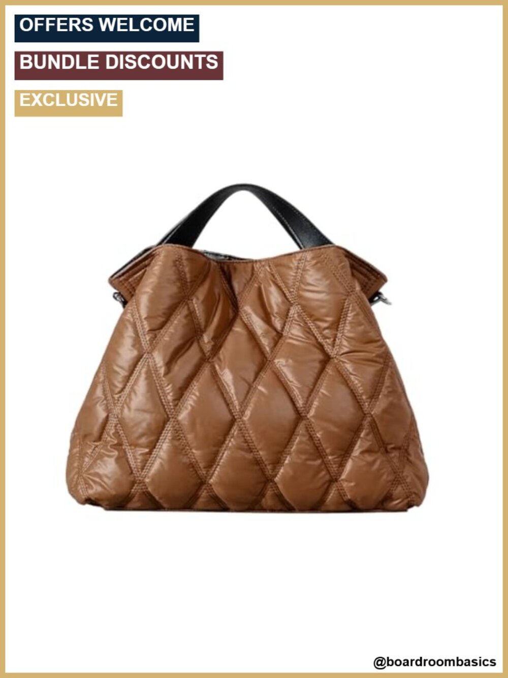 Quilted Tote Bag Nylon Puffer Crossbody Purse Adjustable Strap